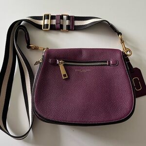 Marc Jacobs Gotham Purple Pebble Leather Crossbody Saddle Bag